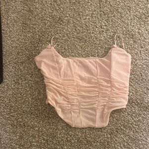 Cute Baby Pink Corset Top. Boned. Flower Detailing.